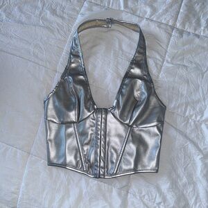 Silver Halter Top